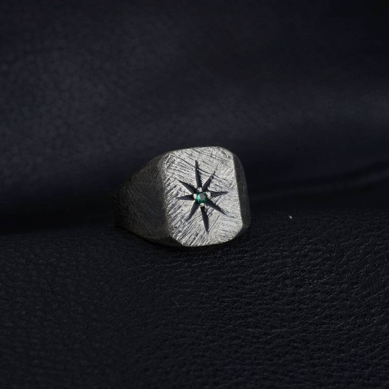 Handgemachte Sterling Silber Nordstern Ring Oxidiert Gebürstet Stil von MaryleboneSilver