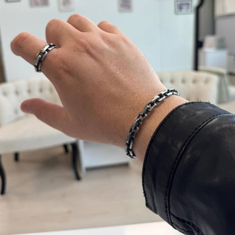 Herren Oxidiertes Manschettenarmband, Silberkette Stil Oxidierte Manschette Armbänder, Silber Armband Armreif Sterling Schmuck von MaryleboneSilver