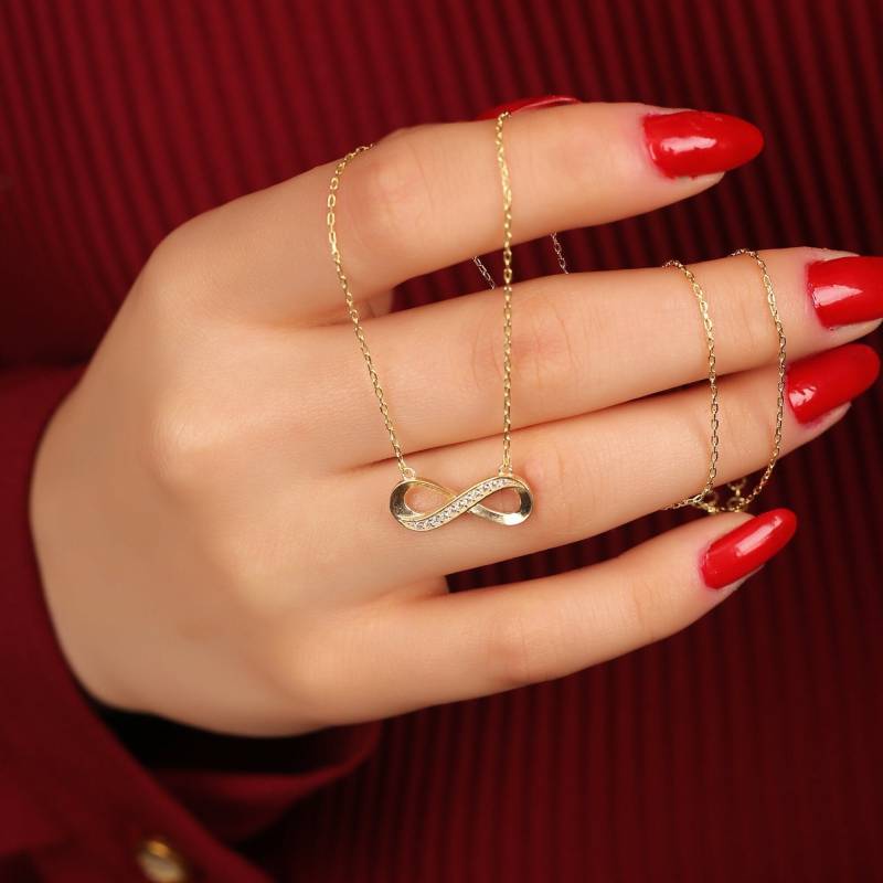 Minimale Zierliche Unendlichkeits-Halskette, 14K Goldhalskette Für Frauen, Netter Anhänger Sie, Kristallhalskette Beste Freundgeschenke von MaryleboneSilver