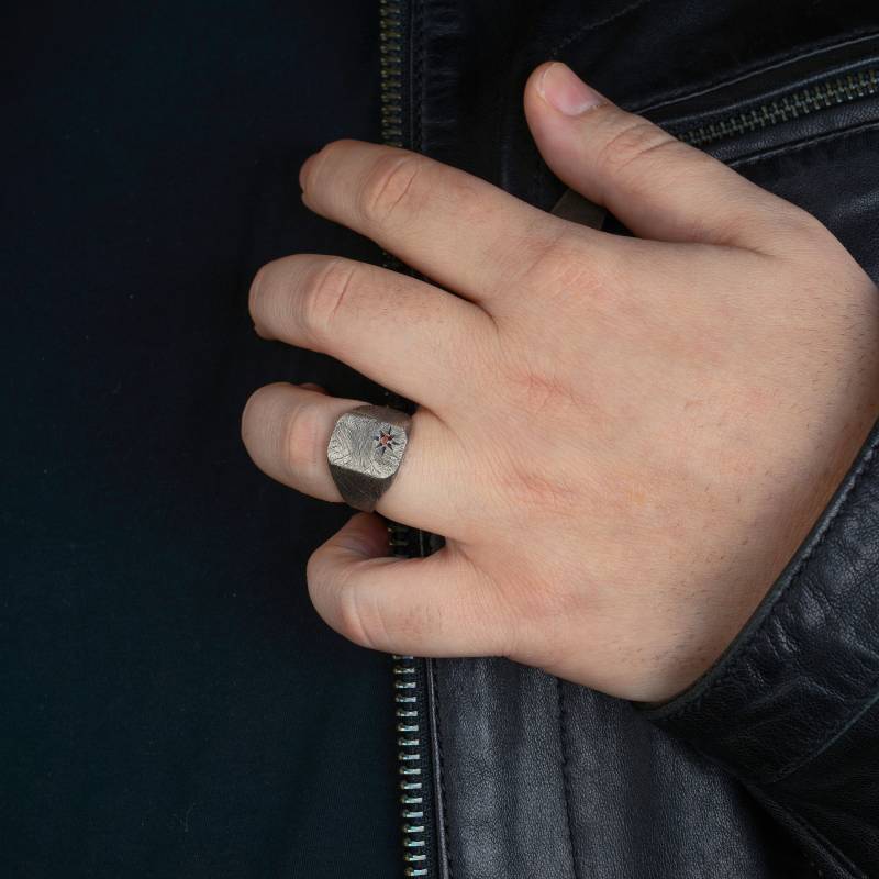 Nordstern Ring Sterlingsilber, Kleiner Finger Ring, Oksidized Handgemachter Mann Freund Geschenk Gebürstet von MaryleboneSilver