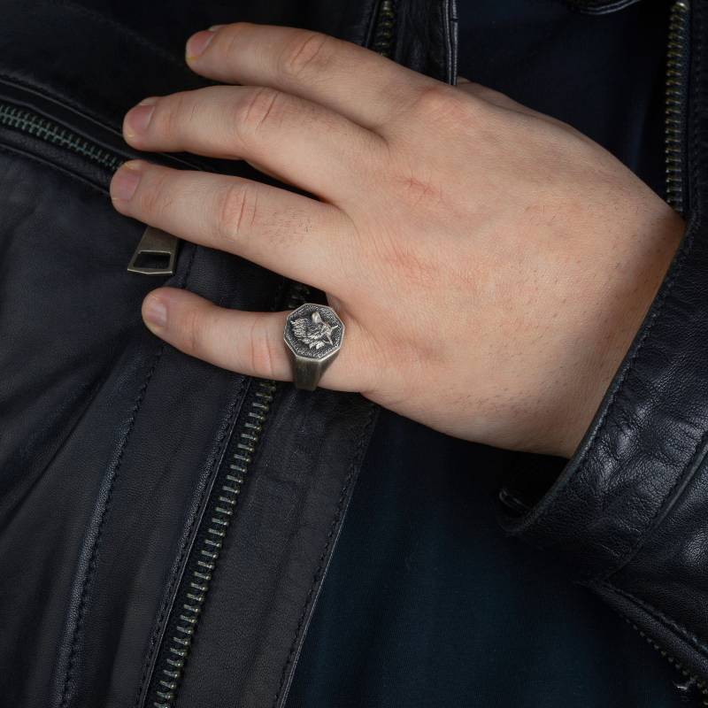 Oxidierter Sterlingsilber Wolf Ring Gothic Biker Schmuck von MaryleboneSilver