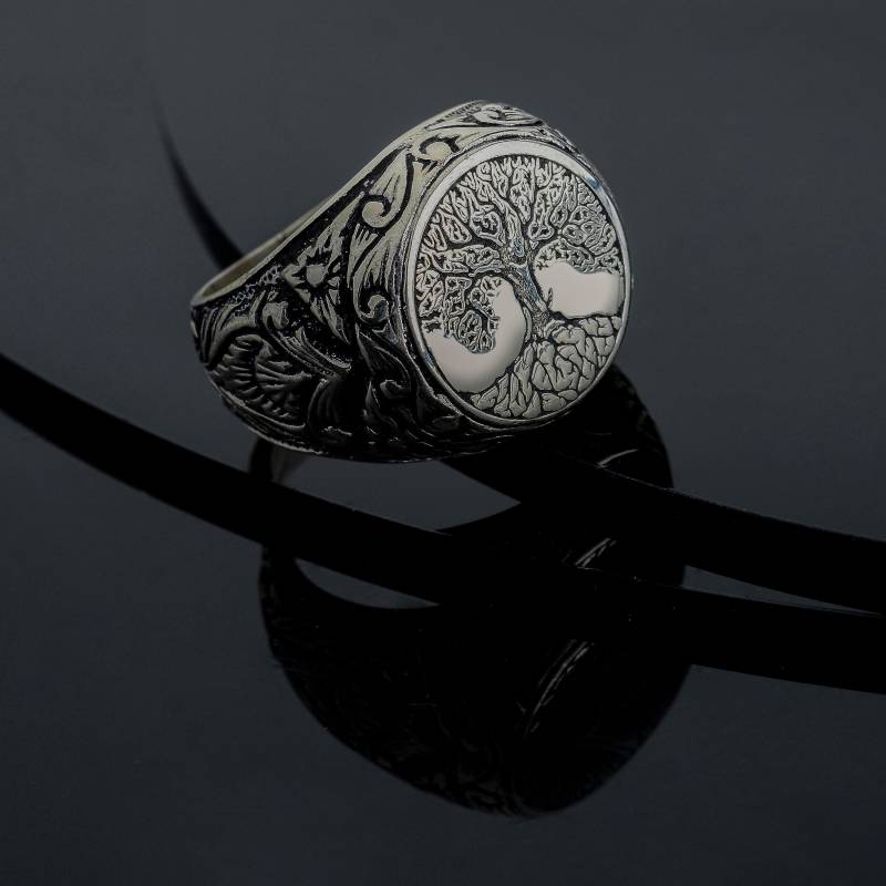 Sterling Silber Stammbaum Ring, Herren Siegelringe Mann Freund Geschenk Gebürstet Ring von MaryleboneSilver