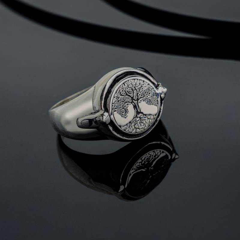 Sterling Silber Stammbaum Ring, Herren Siegelringe Mann Freund Geschenk Gebürstet Ring von MaryleboneSilver