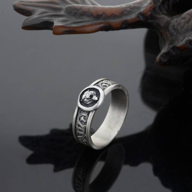 Tiger Band Ring, Sterling Silber Handgemachter Herrenring, Gothic Pinky Tigerkopf Siegel Gedenkgeschenk Für Ihn von MaryleboneSilver