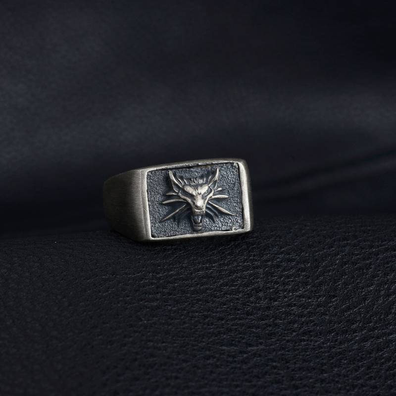 sterring Silber Handgemachter Fuchs Ring, Silber, Pinky Mann Gothic Biker Männer Oxidierter Schmuck von MaryleboneSilver