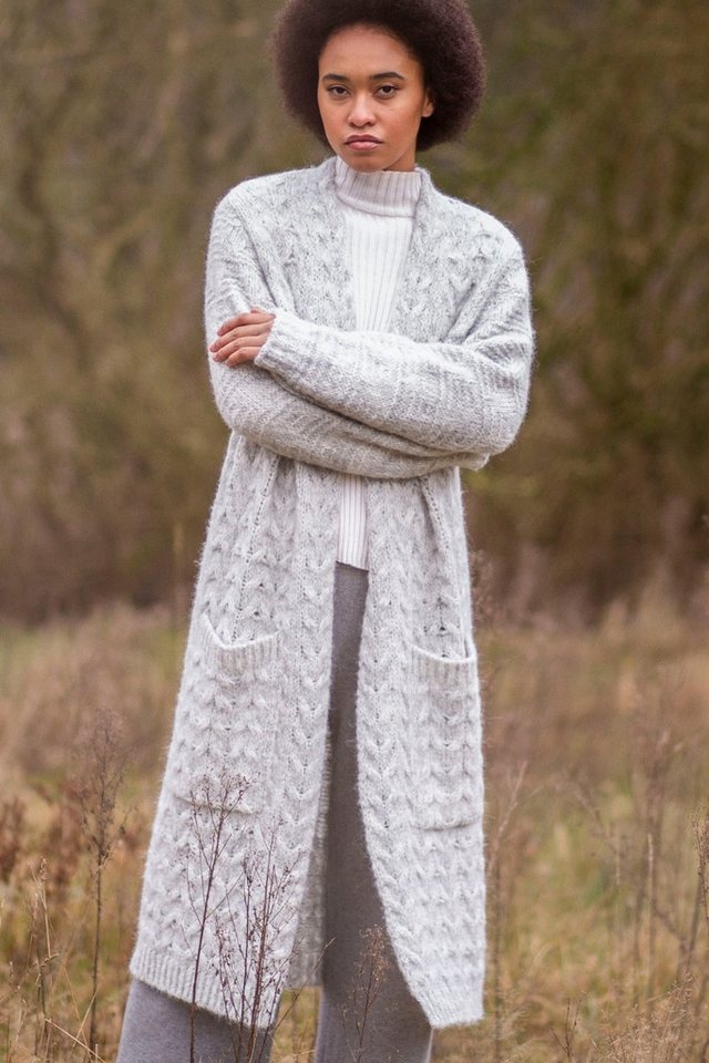 Marys by Mary Trachtenstrickjacke Strickmantel Damen - LIV - hellgrau melange von Marys by Mary