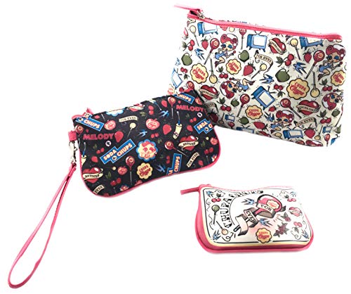 3er Set Schminktaschen Makeup Taschen mit Buntem Retro Vintage Druck 3er Set Schminktaschen Makeup Taschen mit Buntem Retro Vintage Druck von Marzoon