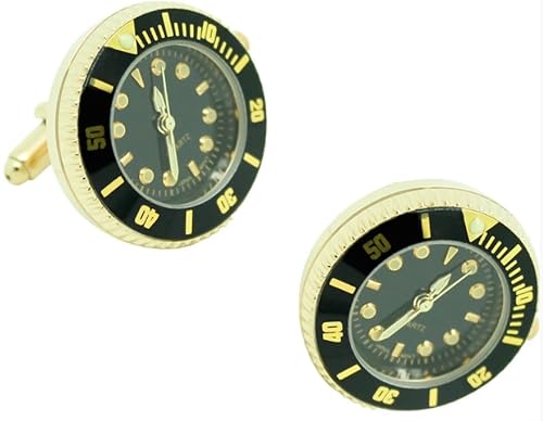 MasGemelos Cufflinks Armbanduhr Submariner Sport Schwarz - Gold, Estandar, Rhodinierter Stahl, Stahl von MasGemelos