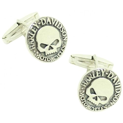 MasGemelos - Manschettenknöpfe für Harley Davidson Skull Silber 925 PREMIUM, DEFAULT, Sterling-Silber, 925 Sterling Silber von MasGemelos