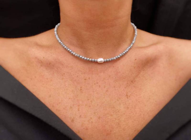 Weihnachts Geschenk Halskette Kristall Und Süßwasser Perle von MasaNecklaces