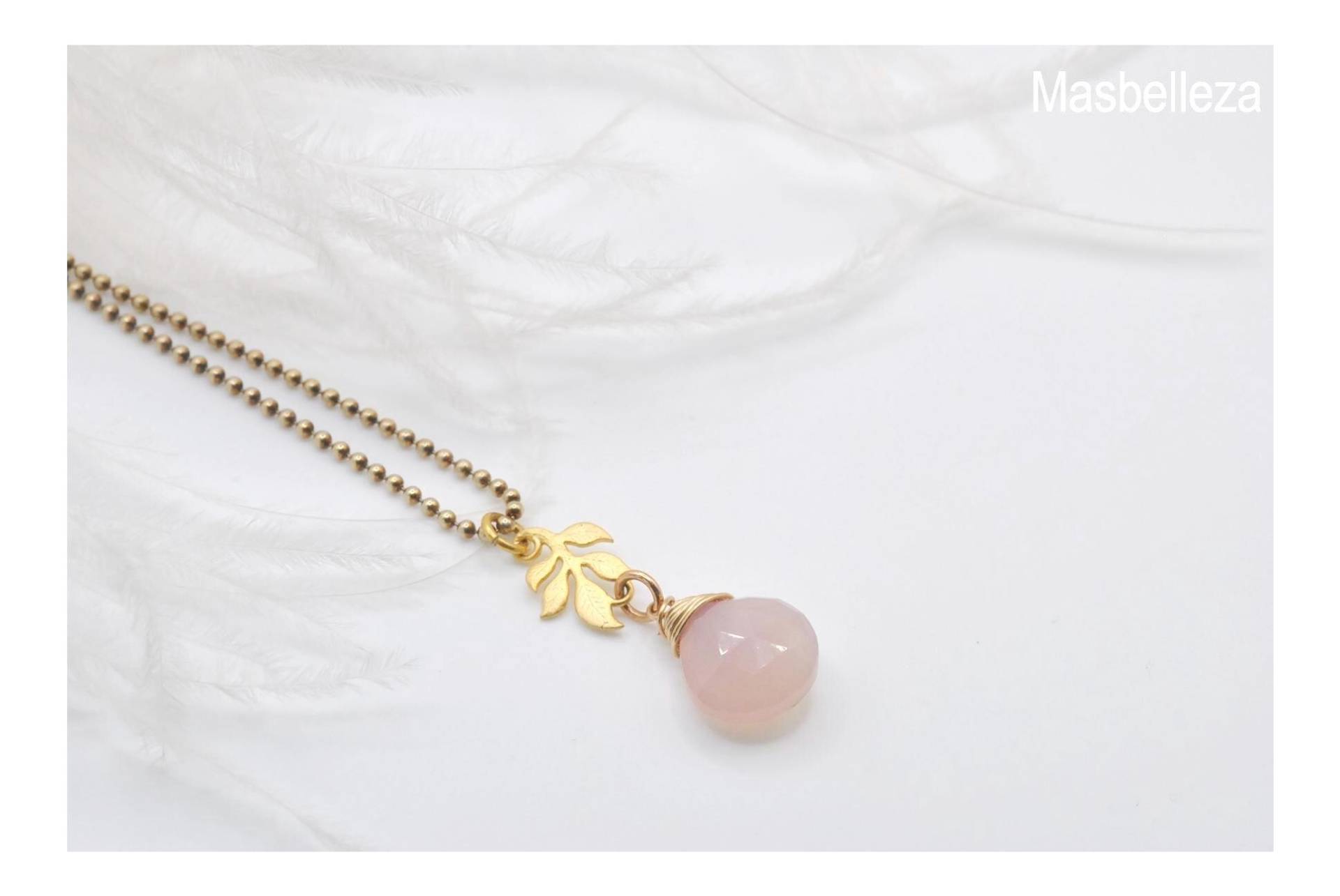 Chalcedon Rosa - Kette Edelstein Blätter Mit Rosa Anhänger Gold 925 Masbelleza Chalcedon Rosa - Kette Edelstein Blätter Mit Rosa Anhänger Gold 925 Masbelleza von Masbelleza