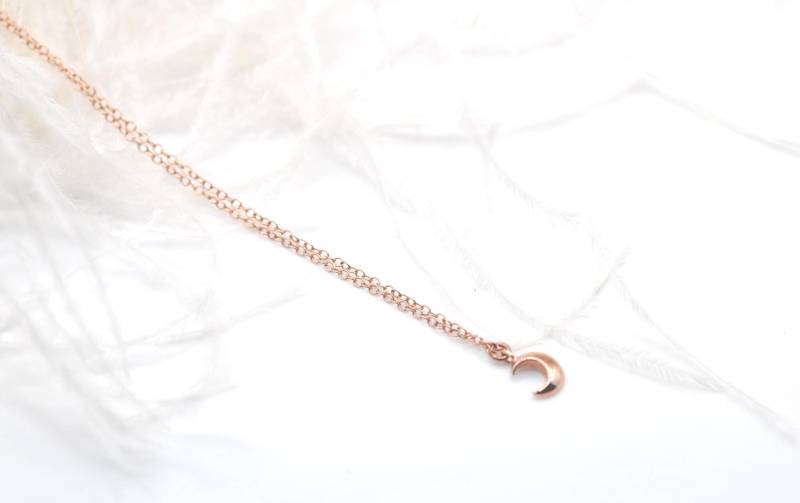 Kette Mit Mond - Rose Gold Mondanhänger Half Moon Silber 925 Damen Rosegold Masbelleza von Masbelleza