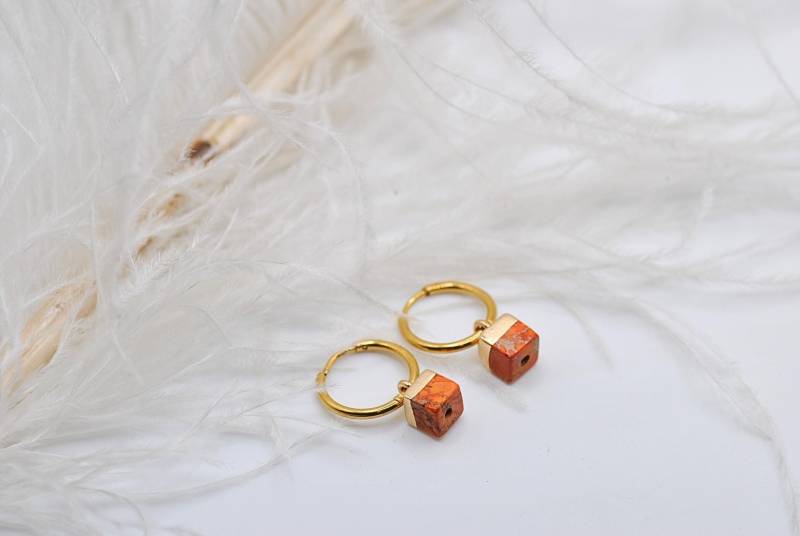 Ohrringe Orange Hängend - Creolen Mit Edelsteinen Gold Anhänger Vergoldet Achat Masbelleza Ohrringe Orange Hängend - Creolen Mit Edelsteinen Gold Anhänger Vergoldet Achat Masbelleza von Masbelleza