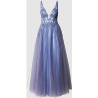 Mascara Abendkleid in Maxilänge aus Tüll in Bleu, Größe 40 von Mascara