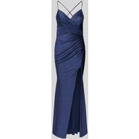 Mascara Abendkleid in Wickel-Optik in Blau, Größe 38 von Mascara
