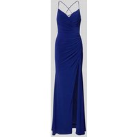 Mascara Abendkleid mit Raffungen und Gehschlitz in Royal Melange, Größe 34 von Mascara