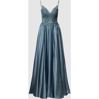 Mascara Abendkleid mit Spitzenbesatz in Bleu, Größe 40 von Mascara