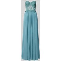 Mascara Abendkleid mit Spitzenbesatz in Eisblau, Größe 32 von Mascara