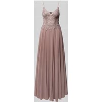 Mascara Abendkleid mit Spitzenbesatz in Mauve, Größe 34 von Mascara