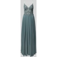 Mascara Abendkleid mit Spitzenbesatz in Schilf, Größe 38 von Mascara