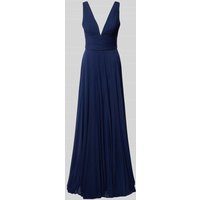 Mascara Abendkleid mit V-Ausschnitt in Dunkelblau, Größe 32 von Mascara