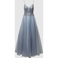 Mascara Abendkleid mit Zierperlen und Pailletten in Bleu, Größe 40 von Mascara