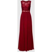 Mascara Abendkleid mit floralen Stickereien in Dunkelrot, Größe 32 von Mascara