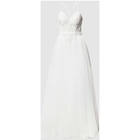 Mascara Brautkleid mit floralen Stickereien in Offwhite, Größe 34 von Mascara