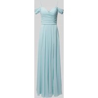Mascara Maxikleid in unifarbenem Design mit Raffungen in Mint, Größe 40 von Mascara
