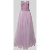 Mascara Off-Shoulder-Abendkleid mit Spitze und Ziersteinbesatz in Flieder, Größe 42 von Mascara