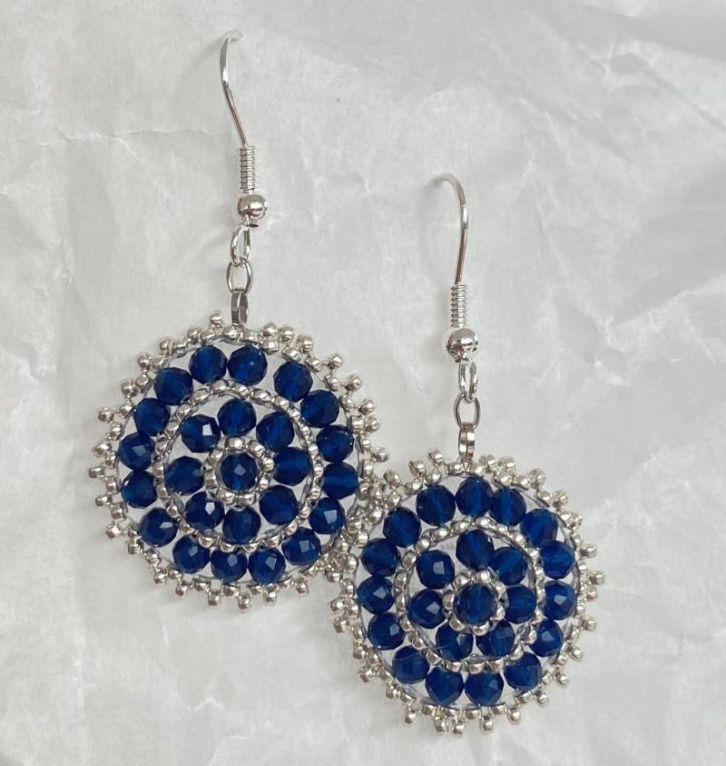 Handgemachte Ohrringe, Boho Style, Blau Mit Silber von MaschenmitHerz