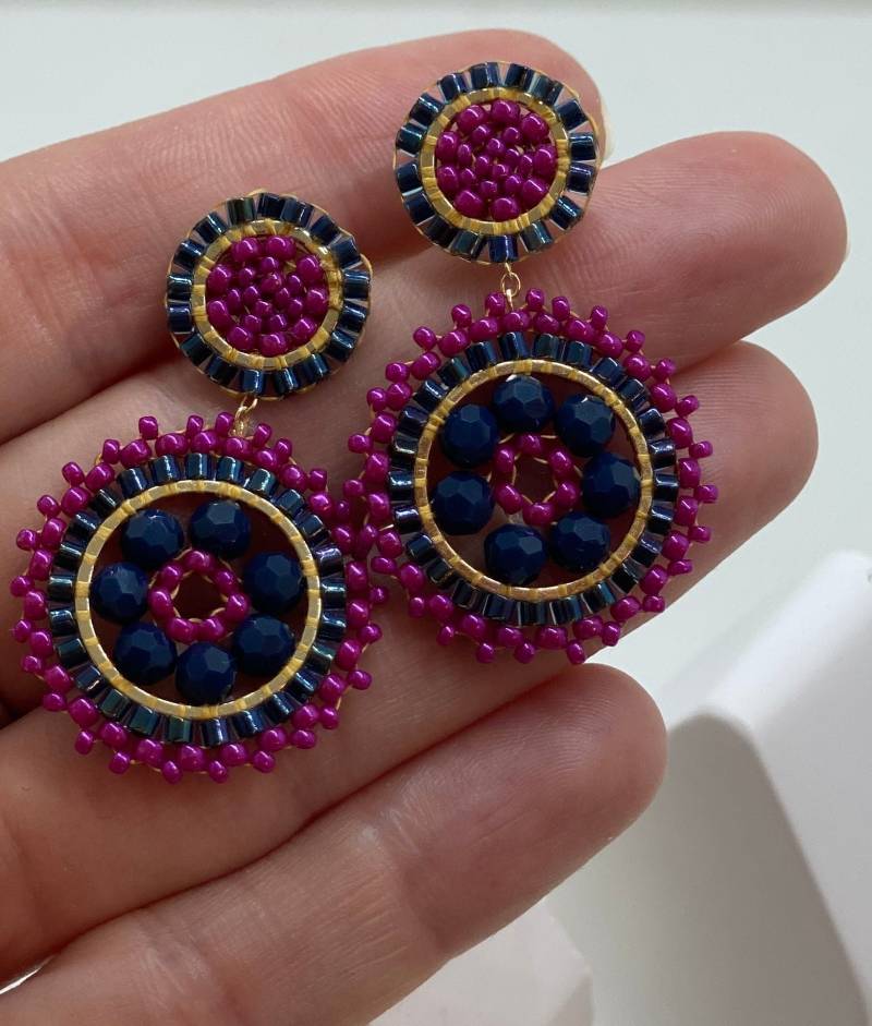 Ohrringe Handgefädelt, Boho-style von MaschenmitHerz
