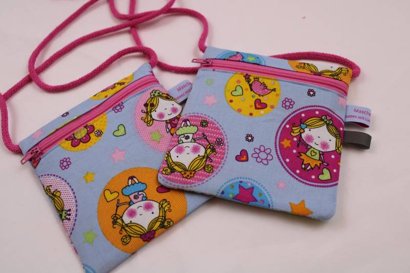 Kinder-Brustbeutel "Prinzessin" Mit Reißverschluss Und Reflektorfähnchen; Brusttasche, Geldbörse, Geldbeutel von Maschenwichtel
