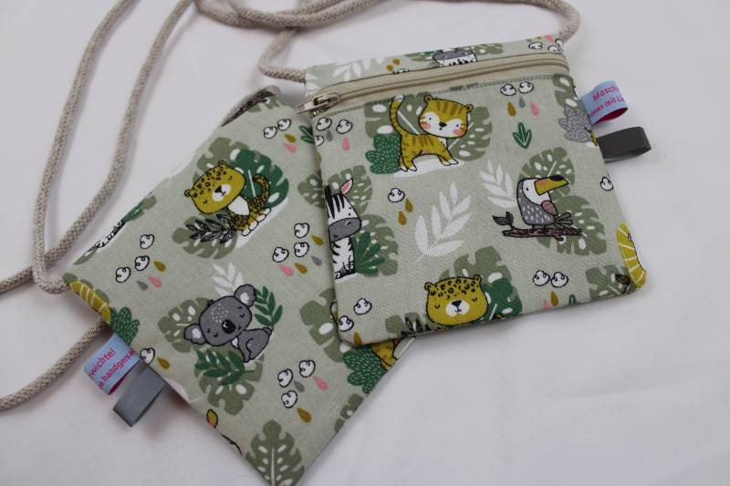 Kinder-Brustbeutel "Safari" Mit Reißverschluss Und Reflektorfähnchen; Brusttasche, Geldbörse, Geldbeutel von Maschenwichtel