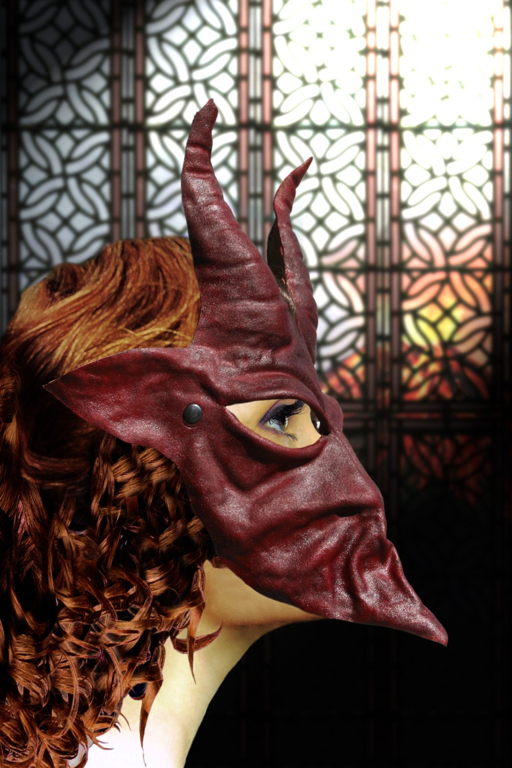 Dämonen Maske Rot Teufel Leder Horn Kostüm Cospaly Larp Renaissance Wicca Pagan Magie Brennender Mann Dämonen Maske Rot Teufel Leder Horn Kostüm Cospaly Larp Renaissance Wicca Pagan Magie Brennender Mann von MaschereFabula