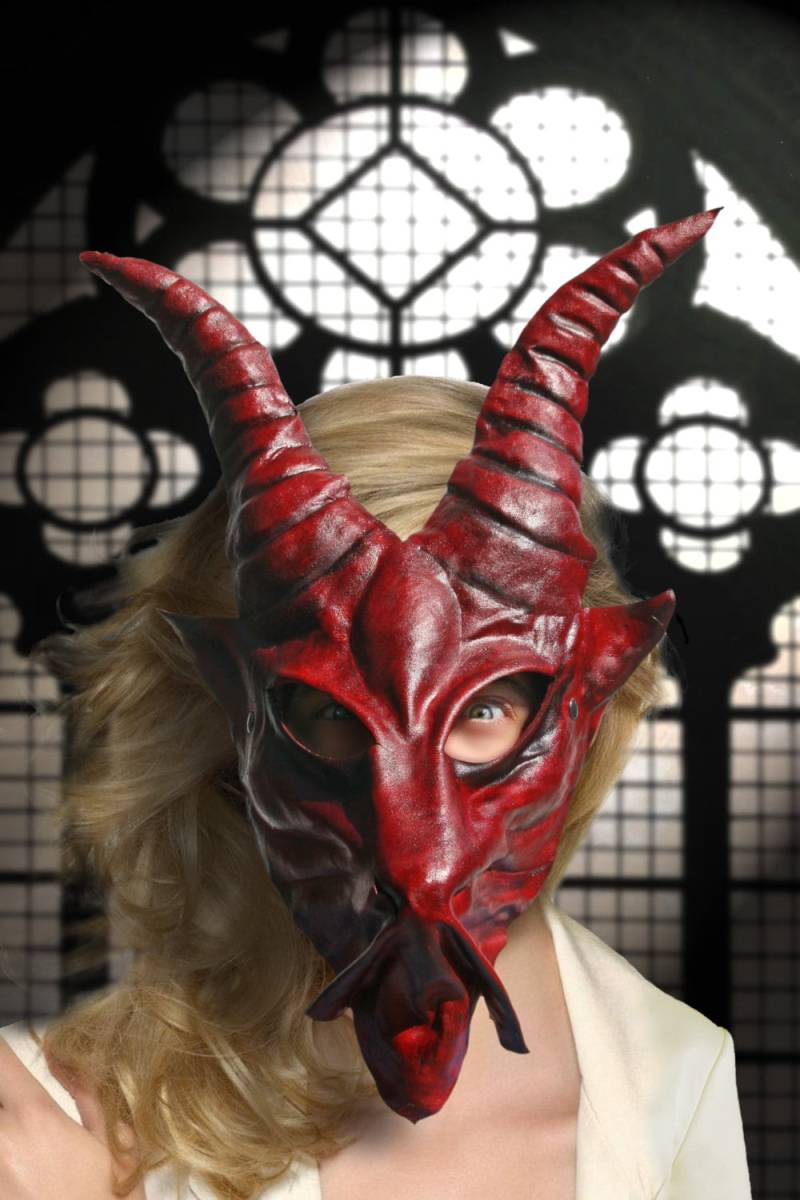 Dämonen Maske Teufel Rot Leder Horn Kostüm Cospaly Larp Renaissance Wicca Magie Pagan Magier Brennender Mann Dämonen Maske Teufel Rot Leder Horn Kostüm Cospaly Larp Renaissance Wicca Magie Pagan Magier Brennender Mann von MaschereFabula