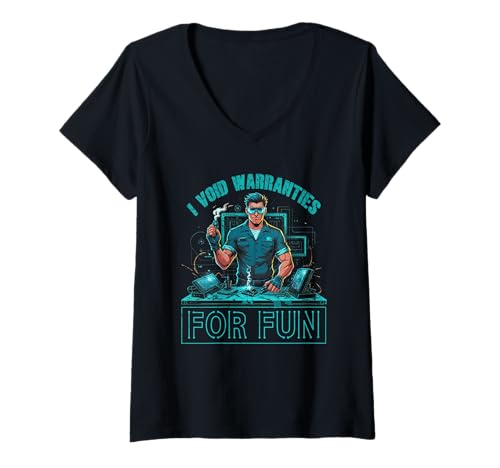 Damen Ingenieur Ingenieurwissenschaften I Void Warranties for Fun T-Shirt mit V-Ausschnitt von Maschinenbauer Physik