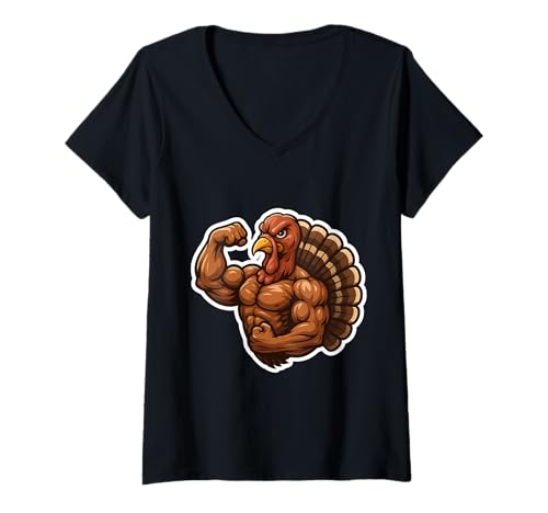 Damen Mascular Turkey Flaxing Muscles Gym Gewichtheben Training T-Shirt mit V-Ausschnitt Damen Mascular Turkey Flaxing Muscles Gym Gewichtheben Training T-Shirt mit V-Ausschnitt von Mascular Turkey Flaxing Muscles Gym Products