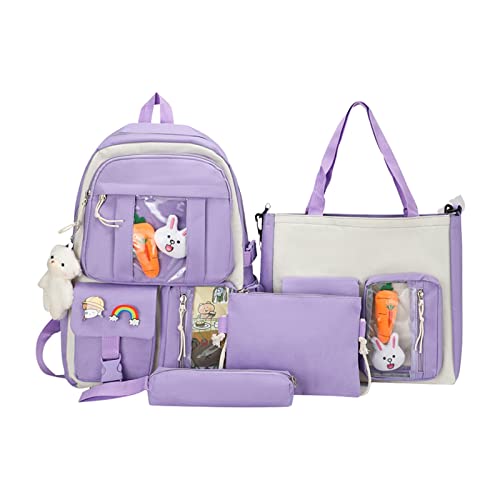 4-teiliges Rucksack-Set – Rucksack mit Stifteetui, Reiserucksäcke, Rucksack für Mädchen, Grundschulmädchen, Schulgeschenke für Mädchen, gut für Wandern und Schule von Maseaxi