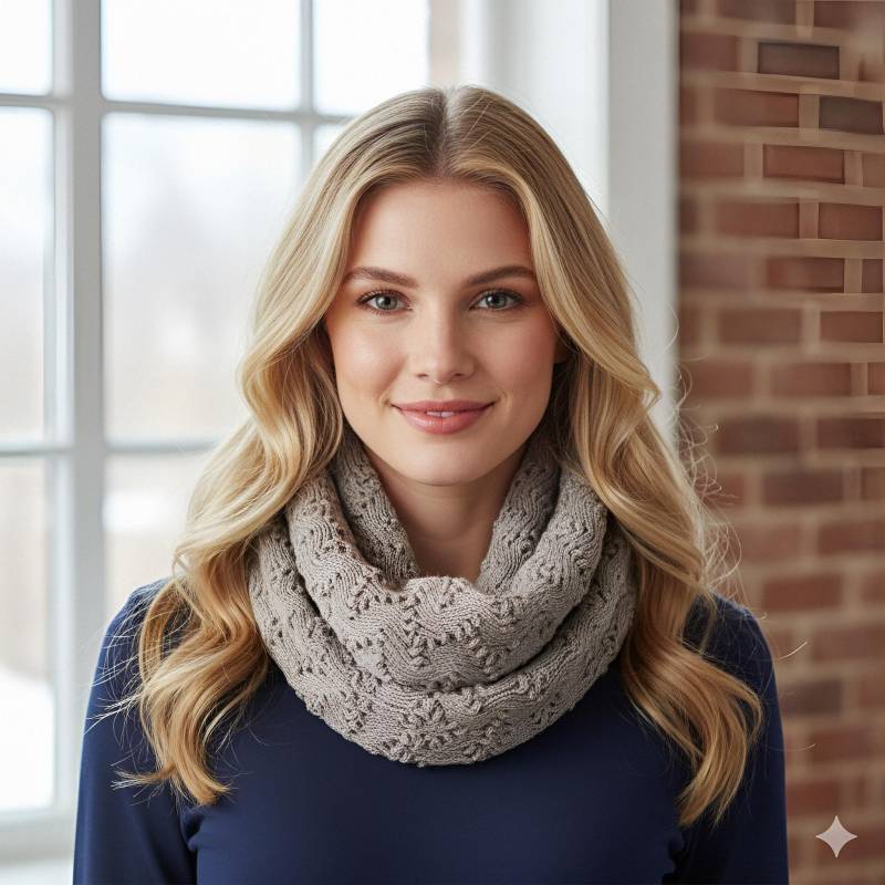 Beigefarbener Damen Strick Schlauchschal - Handgemachter Beige von MasenkoYarnCraft