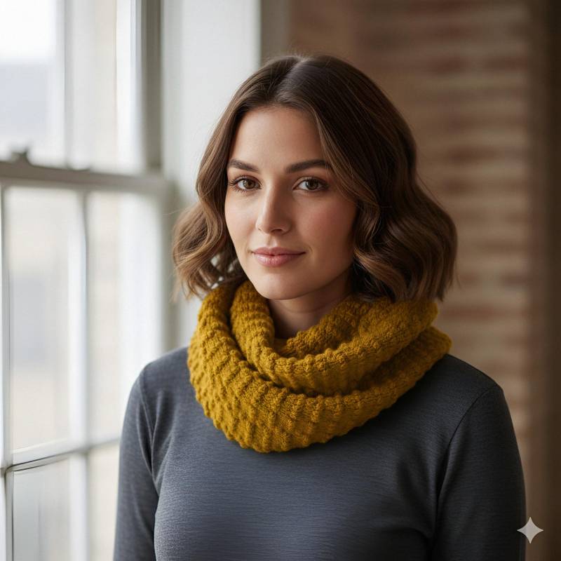 Senffarbener Damen Strick Schal Im Senffarbenen Design von MasenkoYarnCraft