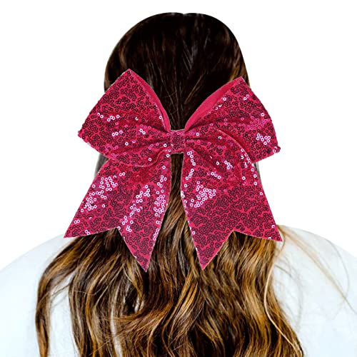 1 STÜCK Haargummis Gradient Pailletten Bowknot Kopfschmuck Seile Dekorationen Kopfschmuck Dekoration Haargummis Für Mädchen Yoga Band Haare (Hot Pink, One Size) von Mashaouyo