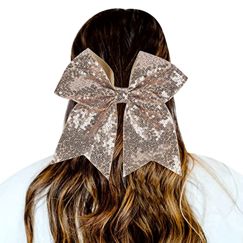 1 STÜCK Haargummis Gradient Pailletten Bowknot Kopfschmuck Seile Dekorationen Kopfschmuck Dekoration Haargummis Für Mädchen Yoga Band Haare (Khaki, One Size) von Mashaouyo