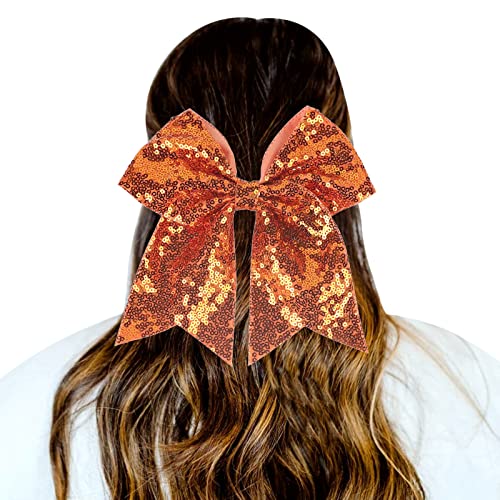 1 STÜCK Haargummis Gradient Pailletten Bowknot Kopfschmuck Seile Dekorationen Kopfschmuck Dekoration Haargummis Für Mädchen Yoga Band Haare (Orange1, One Size) von Mashaouyo