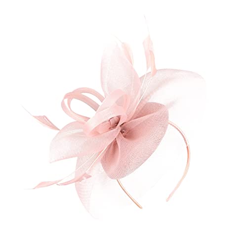 2023 Fascinator Hut Feder Mesh Tea Party Haarband für Frauen Stirnband Neon Gelb (Pink, One Size) von Mashaouyo