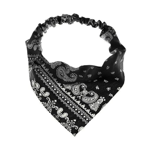 3 Stück florale elastische Haarschals, Stirnbänder, Haarbandanas, Kopftuch, Chiffon, Turban, Dreieckstücher für Frauen und Mädchen, Haarschmuck Stirnband Schweißband Damen (Black, One Size) von Mashaouyo