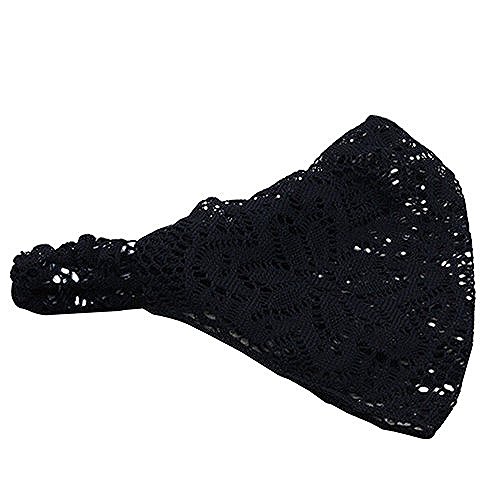 Bandana Band Girl Mode breit dehnbarer Spitzenkopf Haarreif Turban Haarreif Kopftuch Herren (Black, One Size) von Mashaouyo