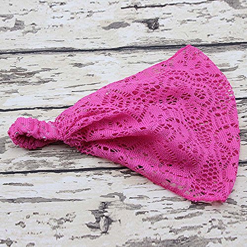 Bandana Band Girl Mode breit dehnbarer Spitzenkopf Haarreif Turban Haarreif Kopftuch Herren (Hot Pink, One Size) von Mashaouyo