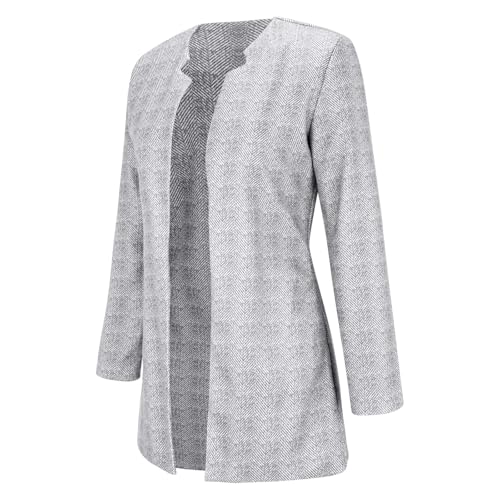 Blazer Damen Elegant Longblazer Western Outfit Womens Jacket Tweed Blazer British Damenblazer Coatigan Damenblazer Sakko Damen Lang Business Blazer Mantel Frauen Sweatblazer von Mashaouyo
