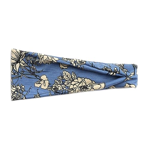 Boho-Stirnbänder für Damen, modisches breites Stirnband, Yoga-Workout-Stirnbänder, Haar-Accessoires-Band Stirnbänder Damen Winter Perlen (Dark Blue, One Size) von Mashaouyo